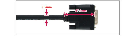 DLI2-1.8M-TL DVI-I 29ピン（両端）コネクタ部 / 上面図