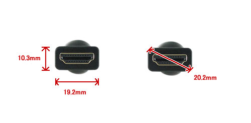 EHM-HS-5M HDMI TypeA（両端） 正面図