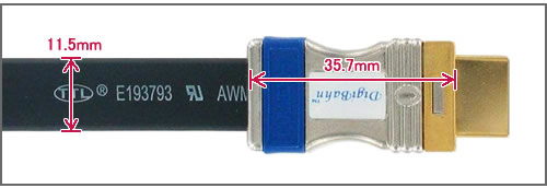 HM-FLT-1M HDMI TypeA（両端） 上面図