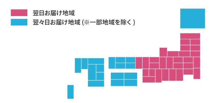 支払い確定後の地域別お届け目安